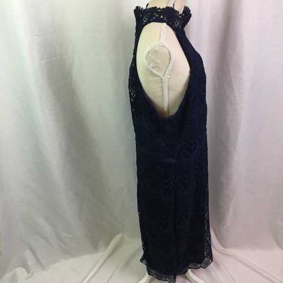 Premier Amour Lace Halter Dress Navy 10 - Picture 14 of 16